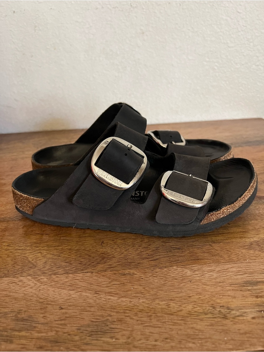 Birkenstock Arizona Big Buckle Black Leather Sandals Size 41 L10-10.5 M 8-8.5